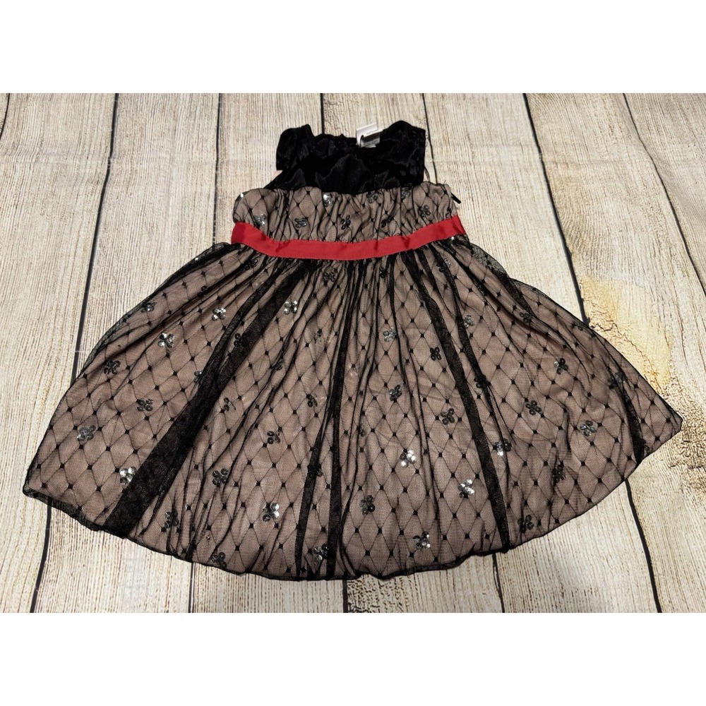 Harajuku for Target Mini Dress Black Tulle Lace Sequins Bubble Bow Sz 2T TubH3